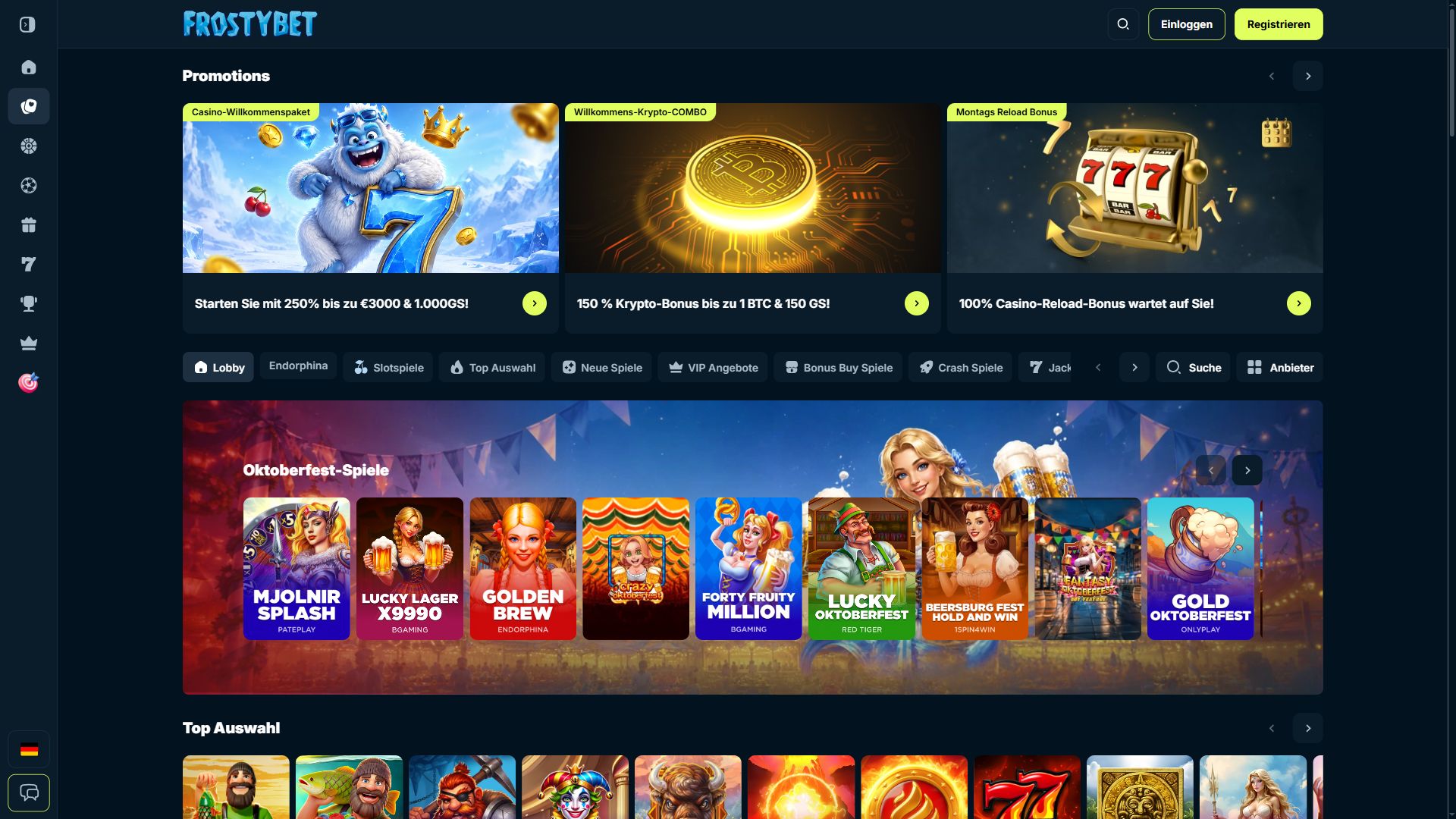 Frostybet — Lobby (Desktop)