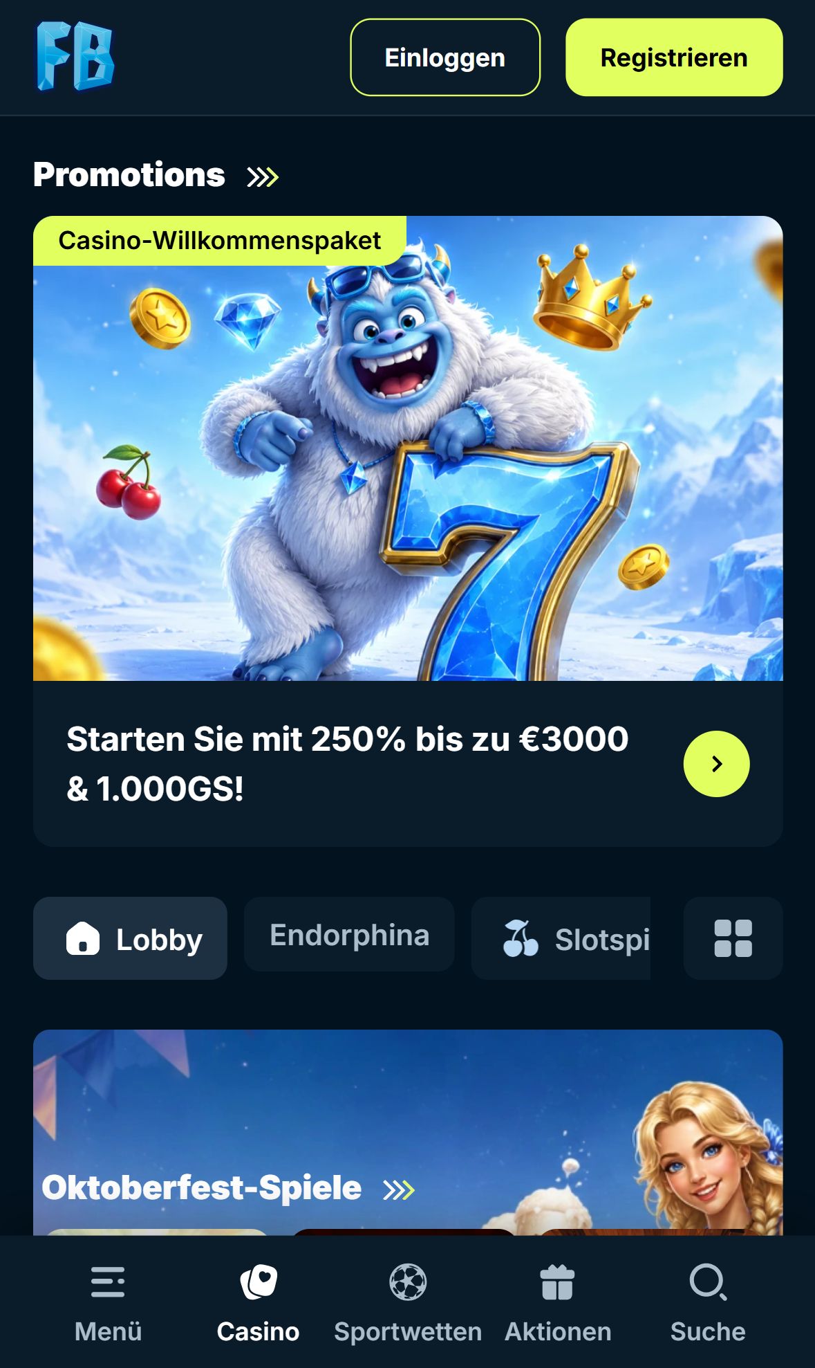 Frostybet — Lobby (Mobil)