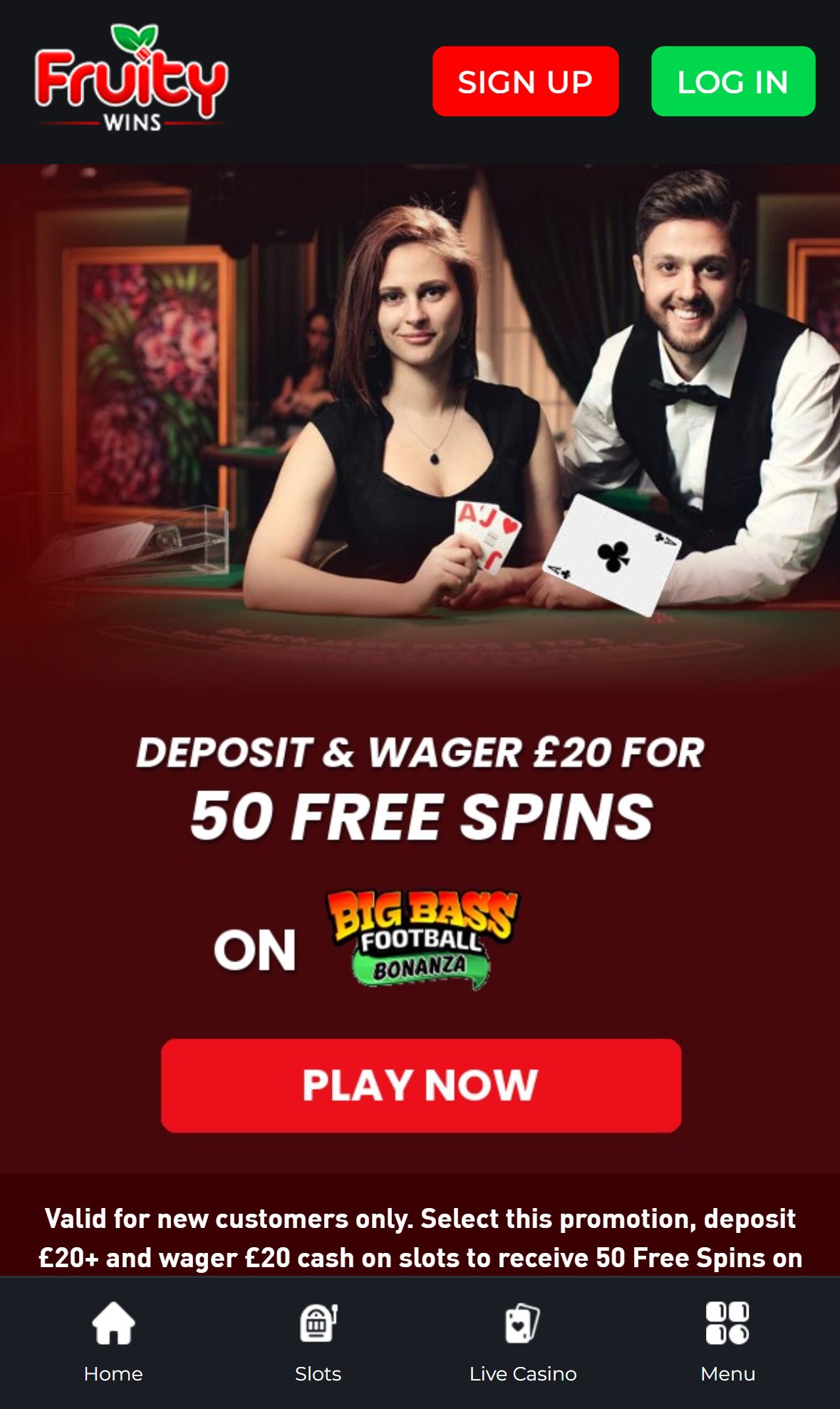 Fruity Wins — Homepage (Mobile)