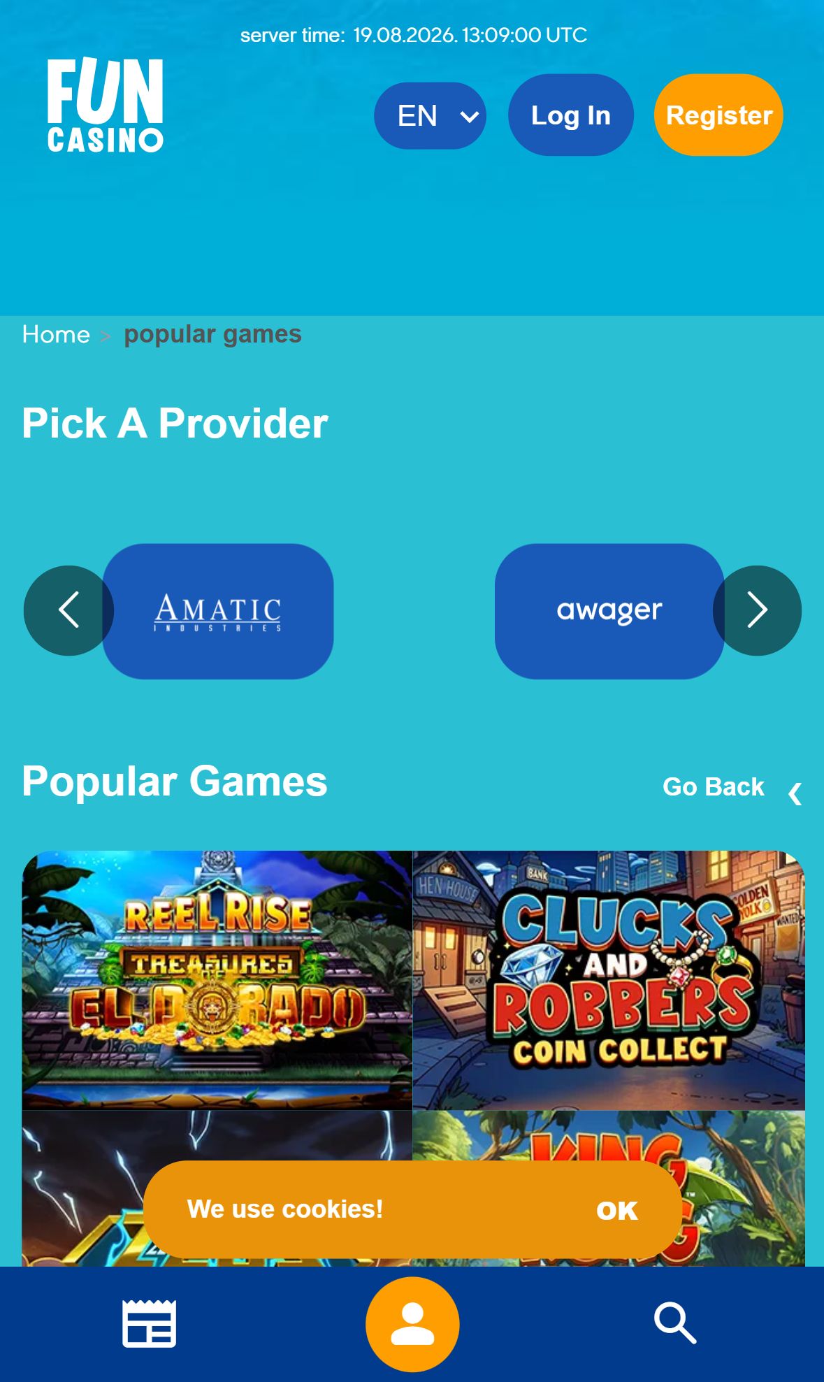 Fun Casino — Lobby (Mobile)