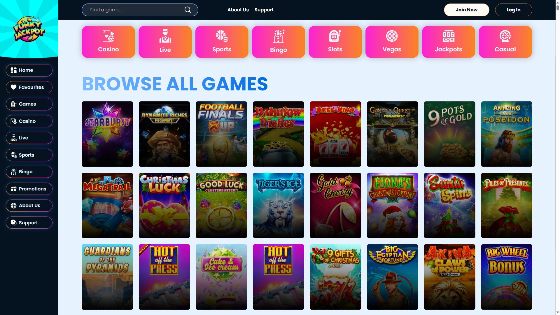 Funky Jackpot — Lobby (Desktop)