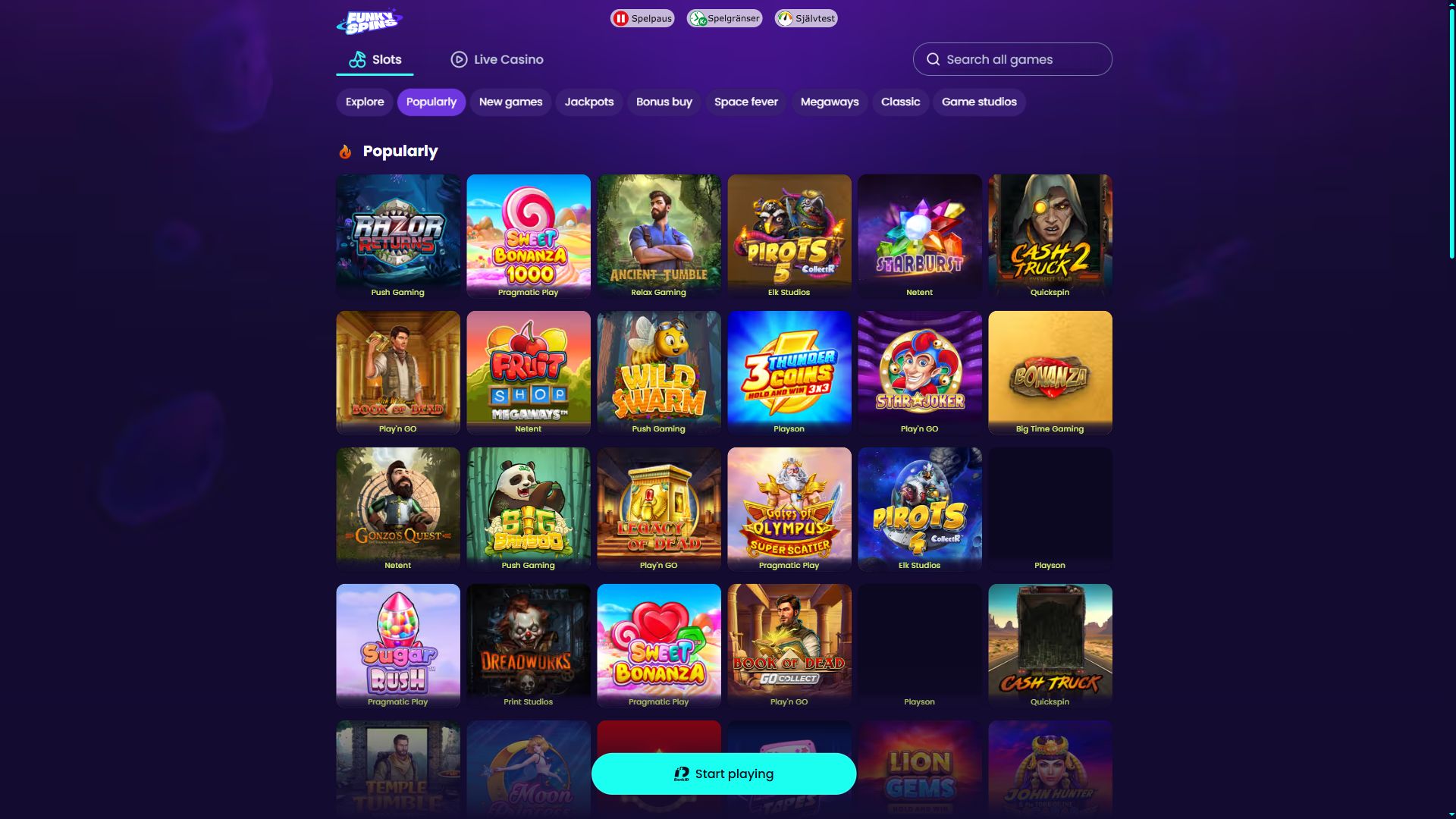 FunkySpins — Lobby (Desktop)