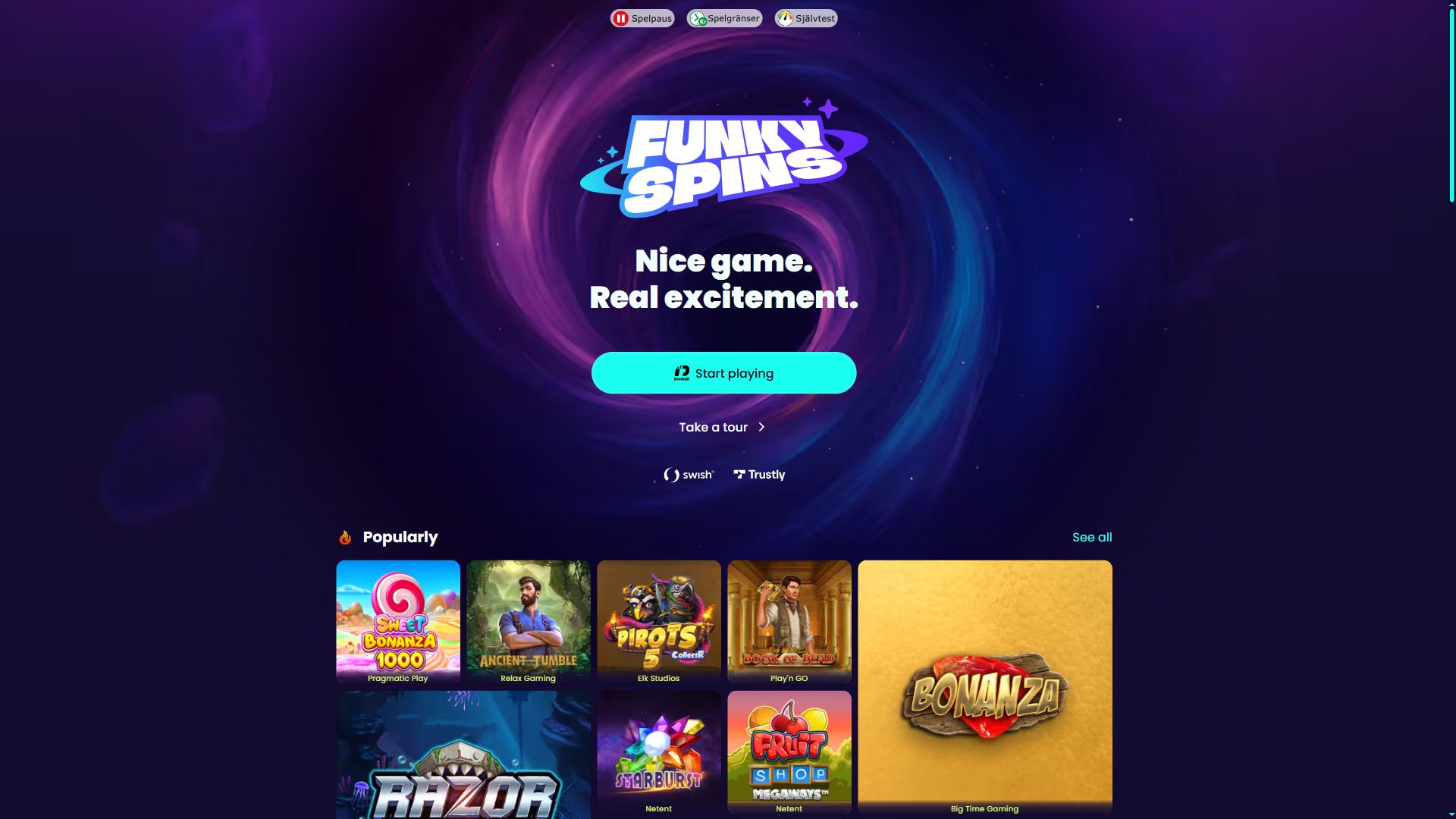 FunkySpins — Homepage (Desktop)