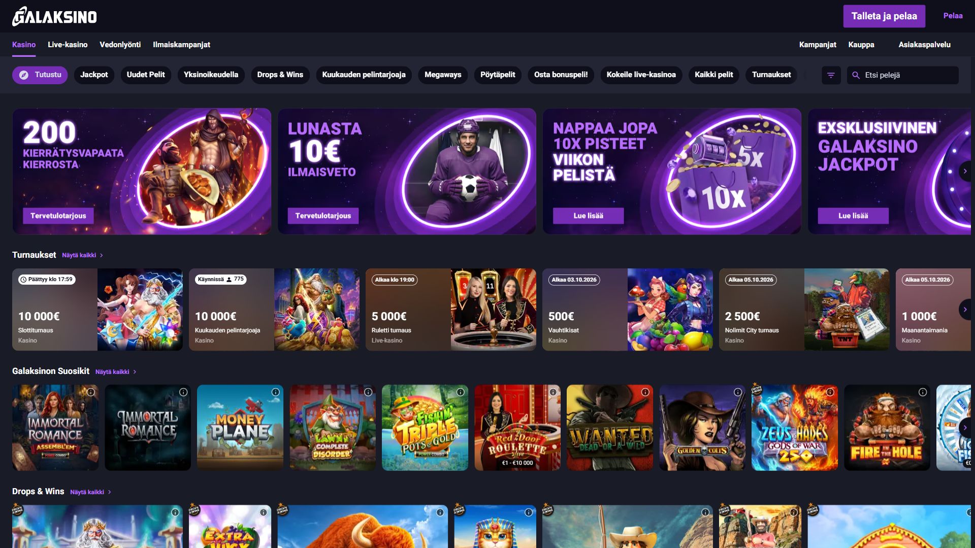Galaksino — Homepage (Desktop)