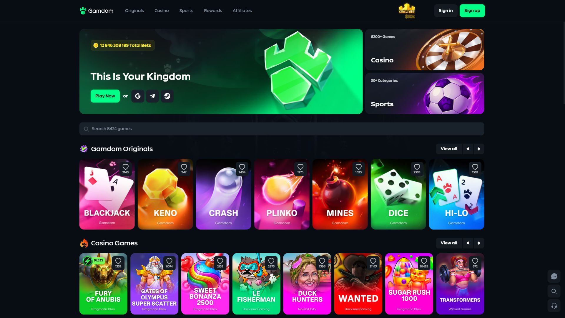 Gamdom — Homepage (Desktop)