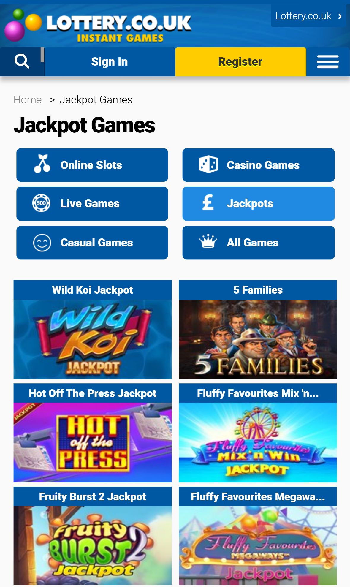 Games — Lobby (Mobile)
