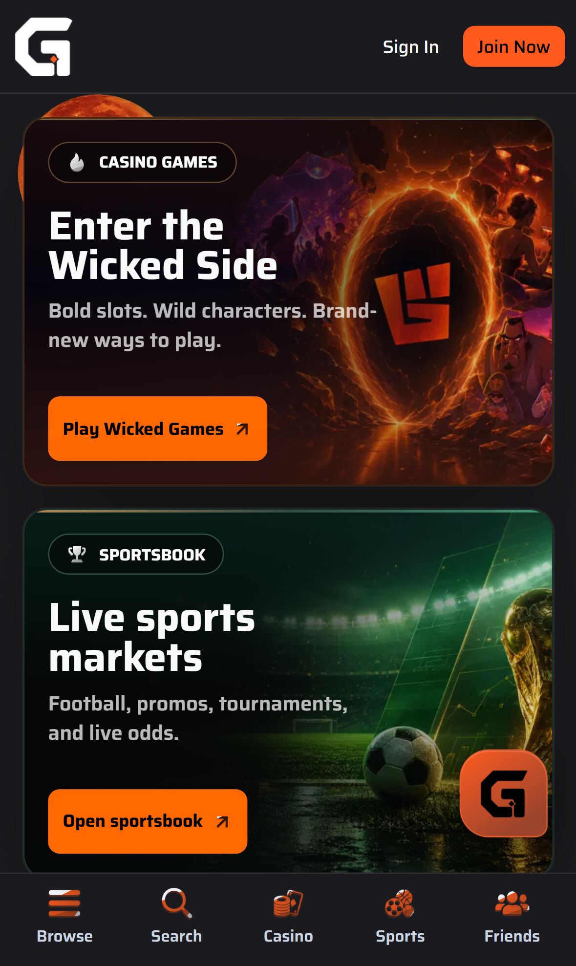Gamwiz — Homepage (Mobile)