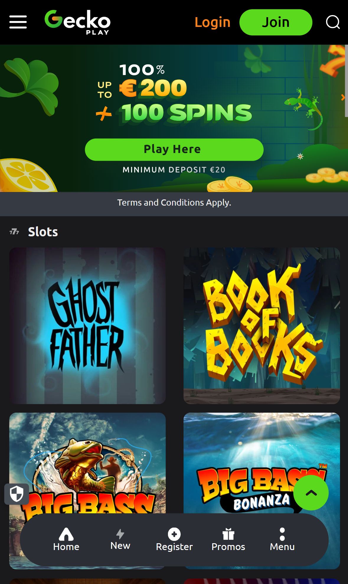 Geckoplay — Lobby (Mobile)