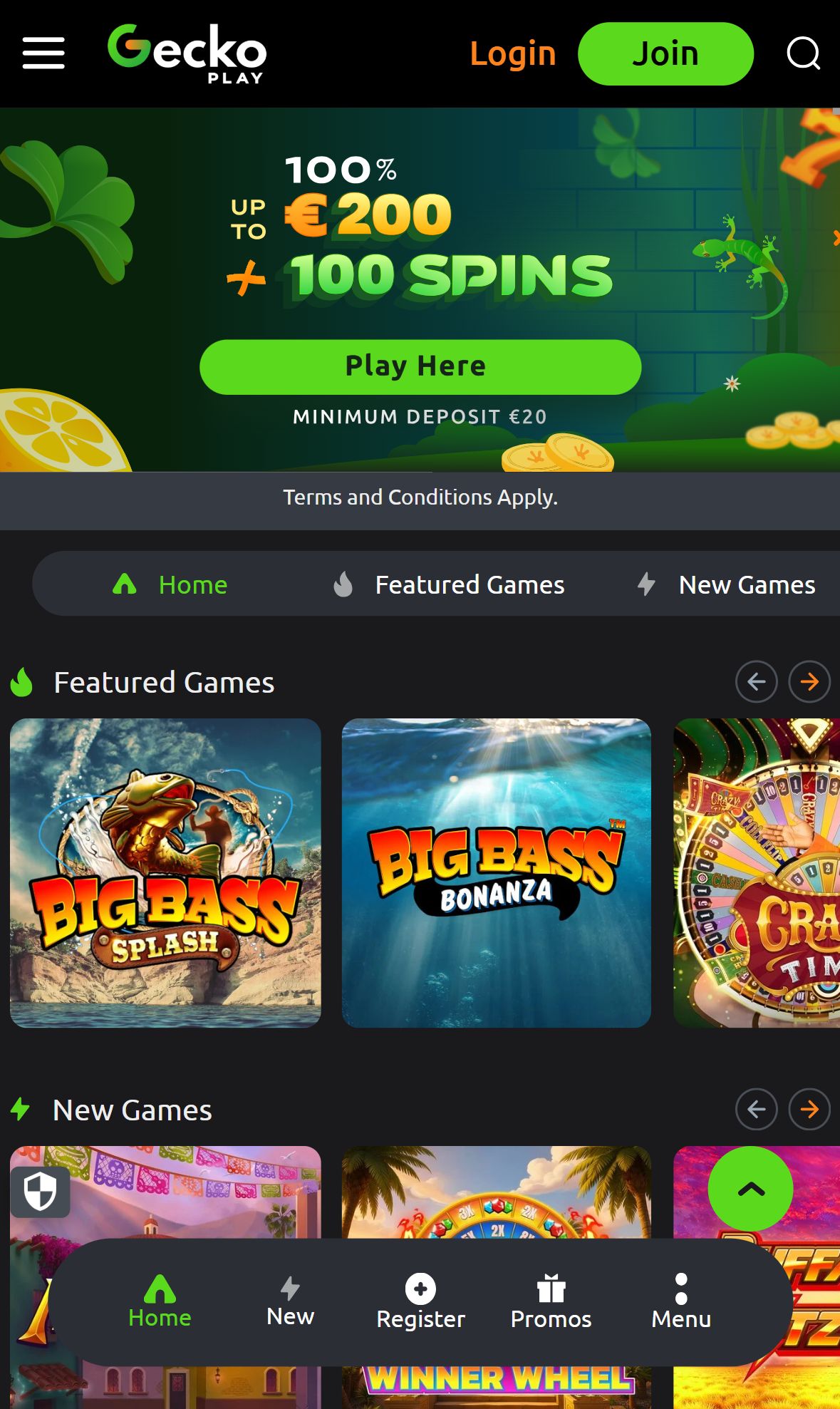 Geckoplay — Homepage (Mobile)