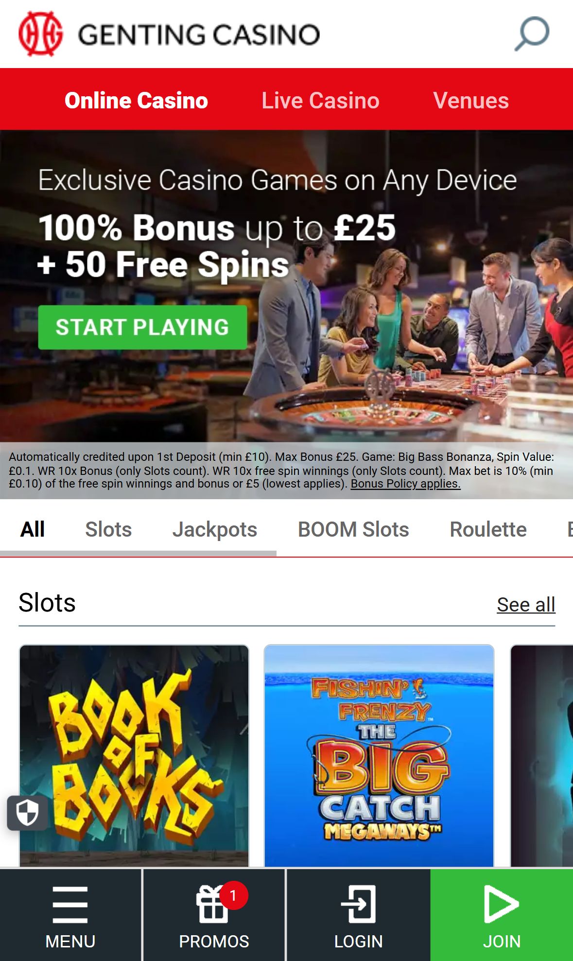 Genting Casino — Lobby (Mobile)