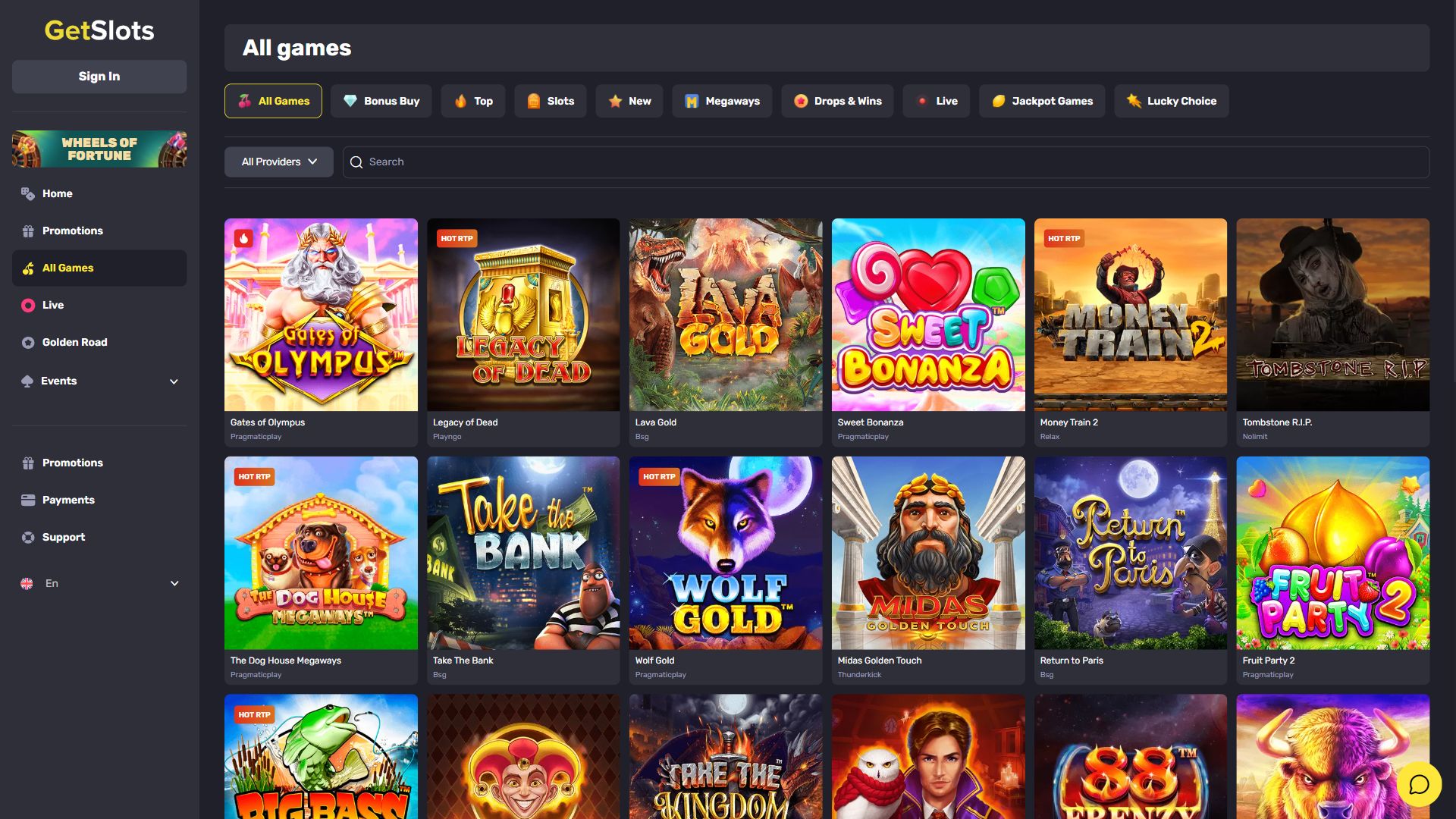 GetSlots — Lobby (Desktop)