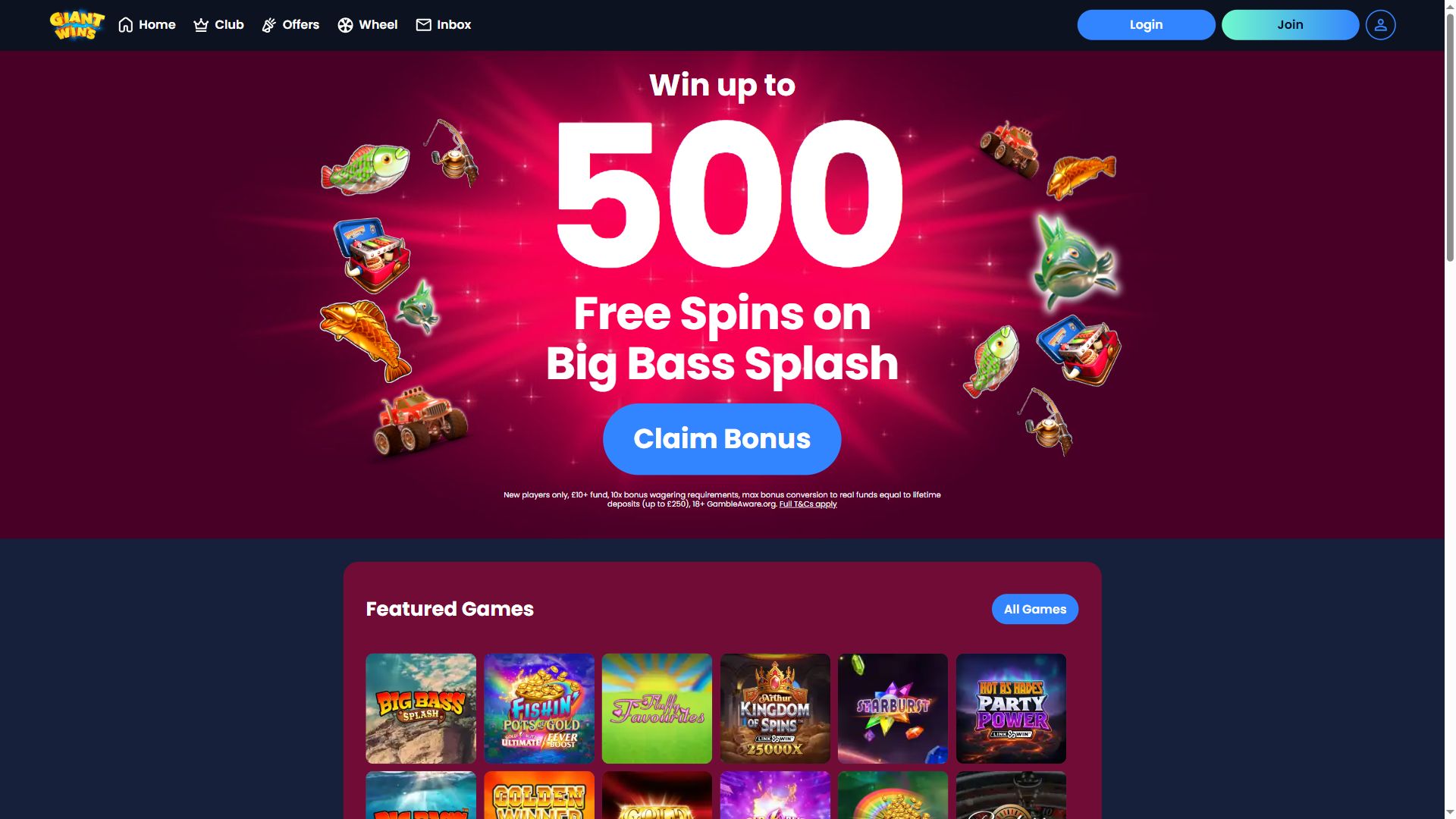 Giant Wins — Homepage (Desktop)