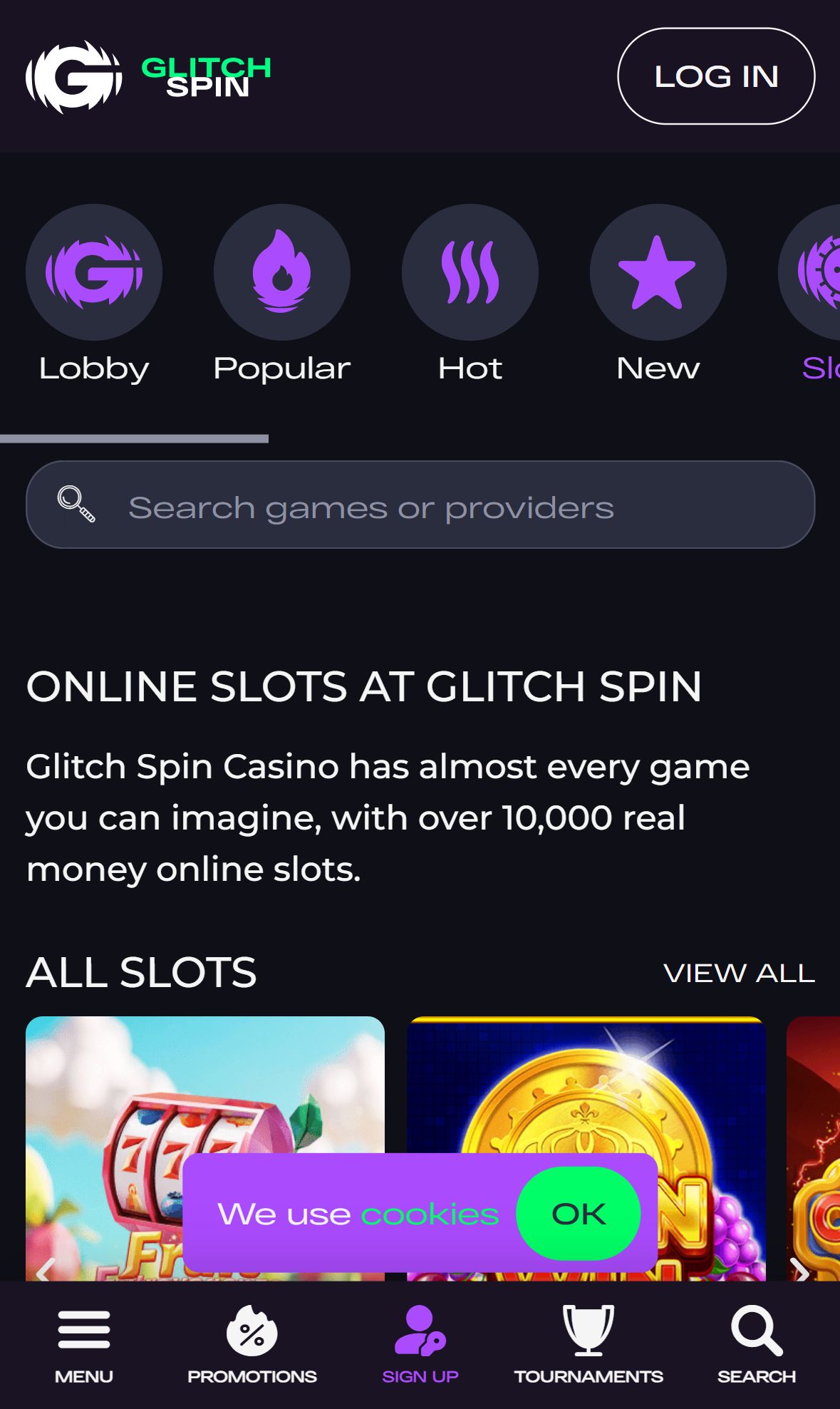 Glitchspin — Lobby (Mobile)