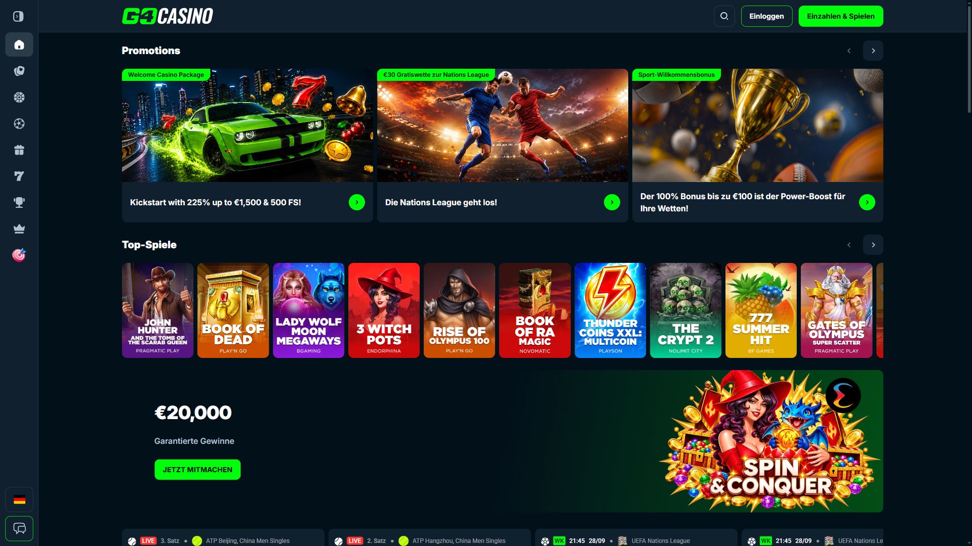 Go4Casino — Startseite (Desktop)