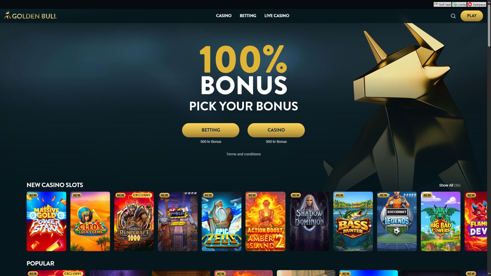 Golden Bull — Homepage (Desktop)