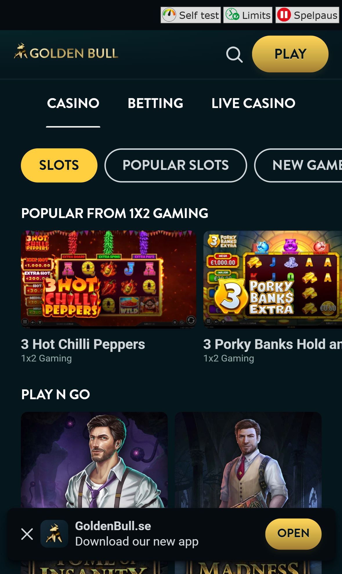 Golden Bull — Lobby (Mobile)