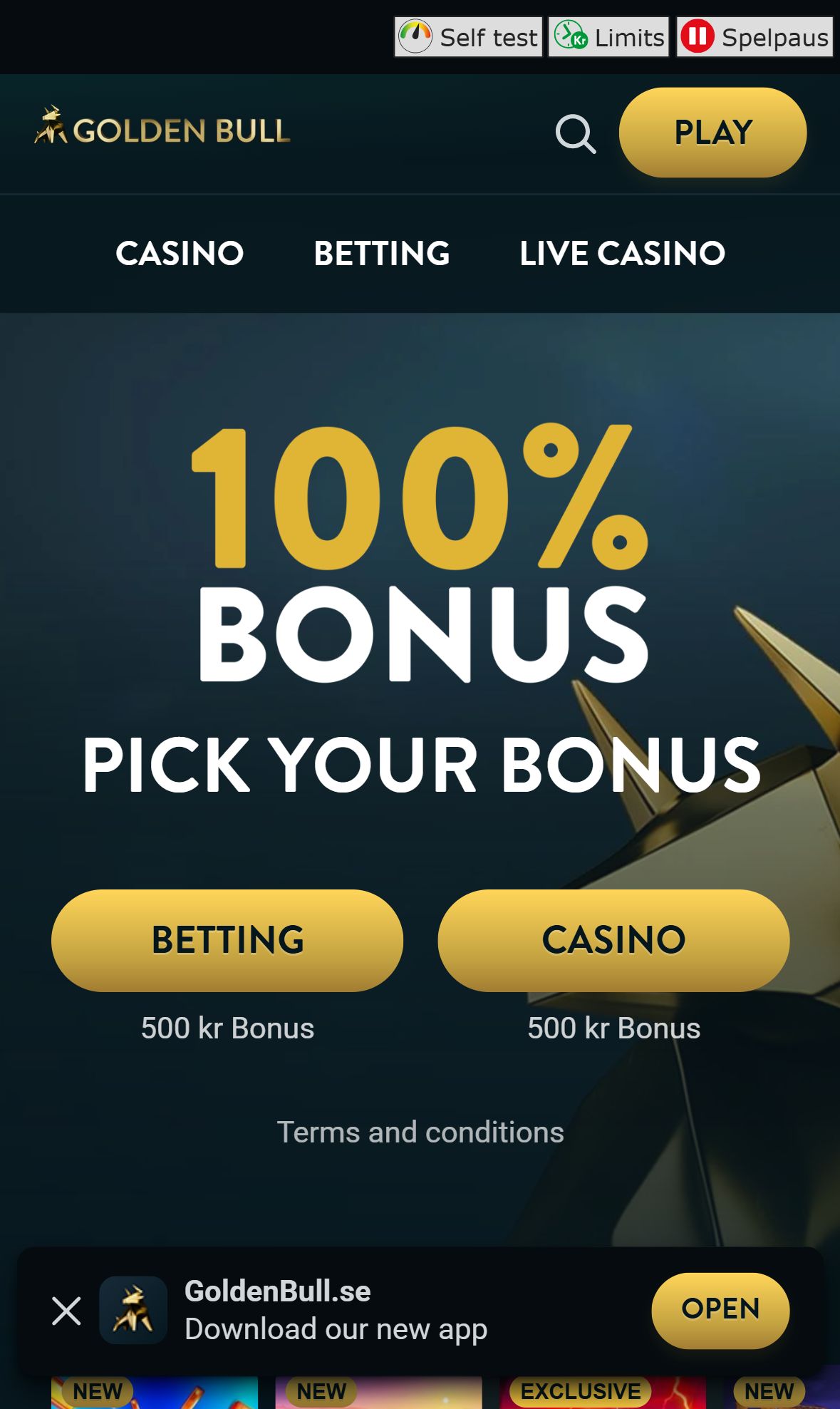 Golden Bull — Homepage (Mobile)