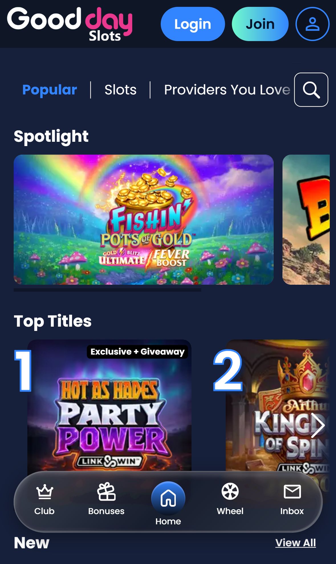 Good Day Slots — Lobby (Mobile)