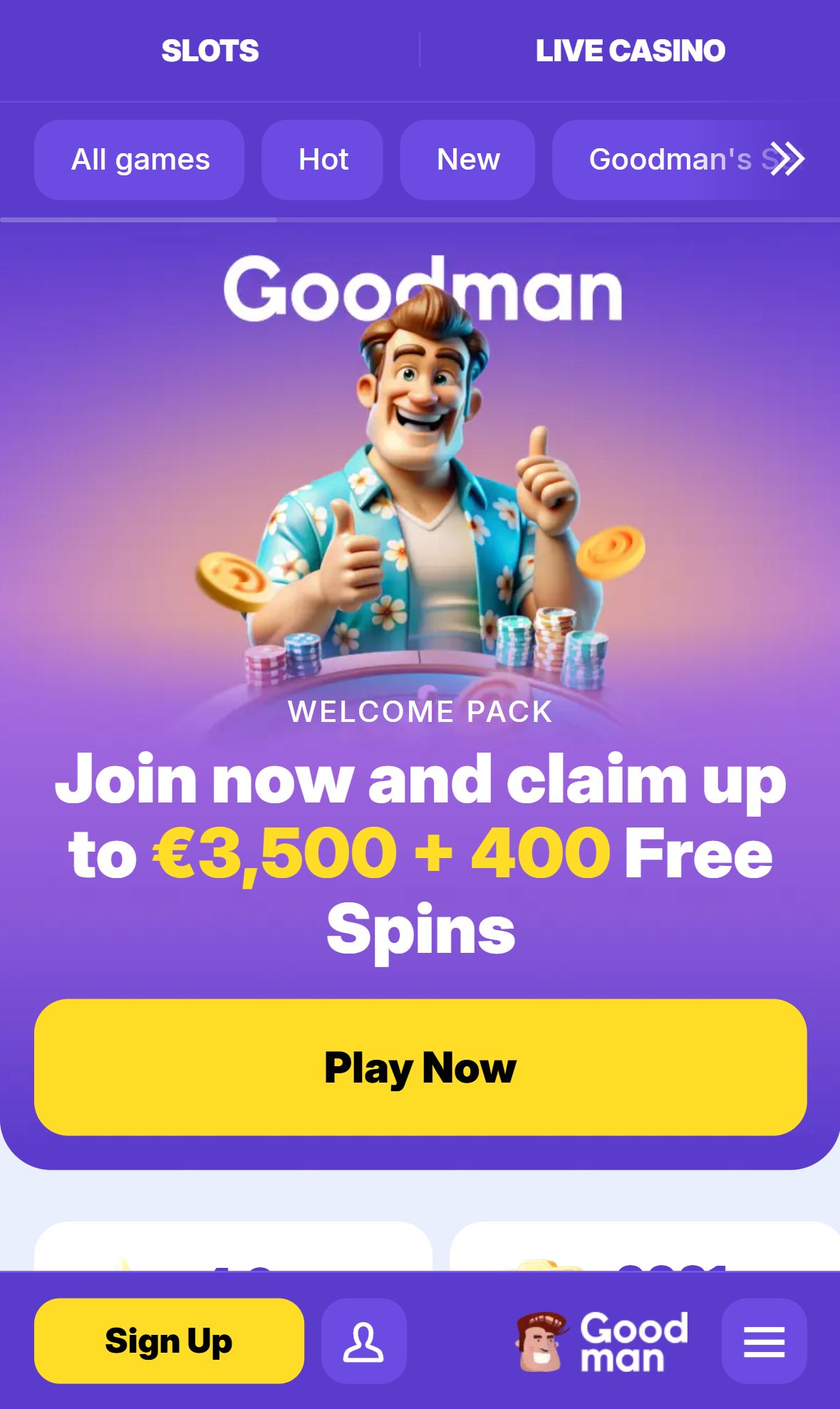 Goodman Casino — Homepage (Mobile)