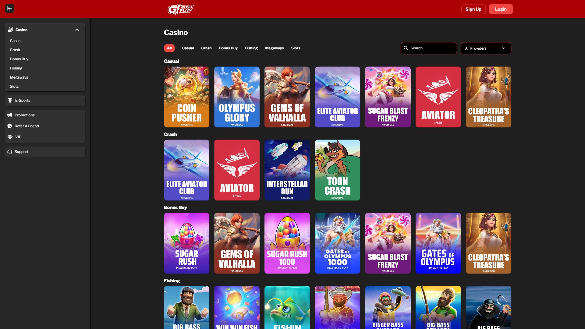 Gosu Play — Lobby (Desktop)