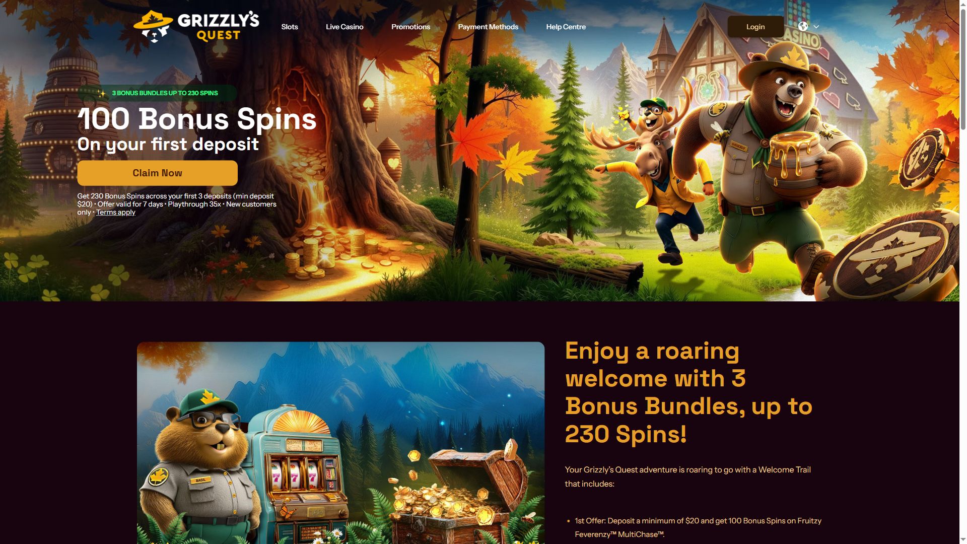 Grizzly Quest — Homepage (Desktop)