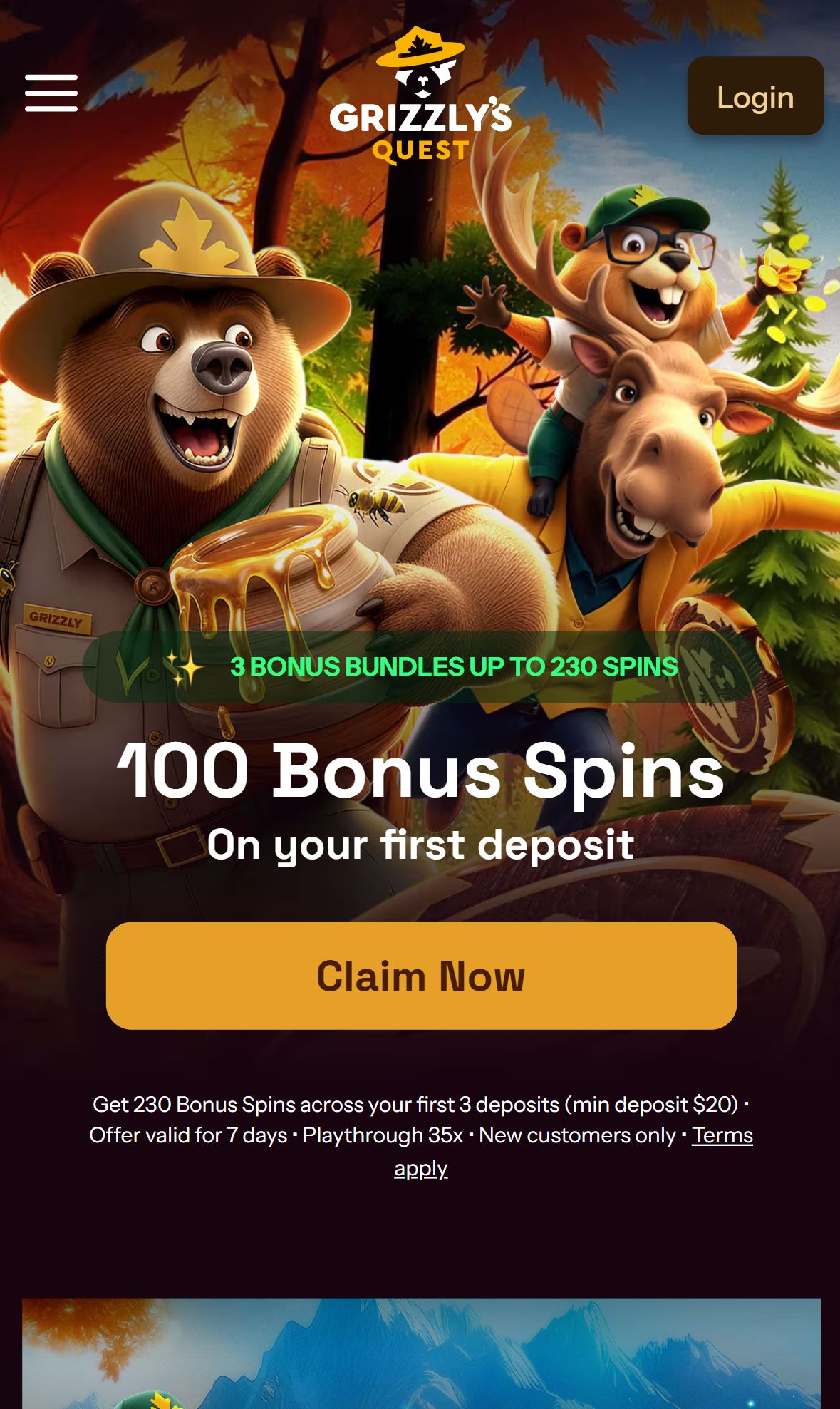 Grizzly Quest — Homepage (Mobile)