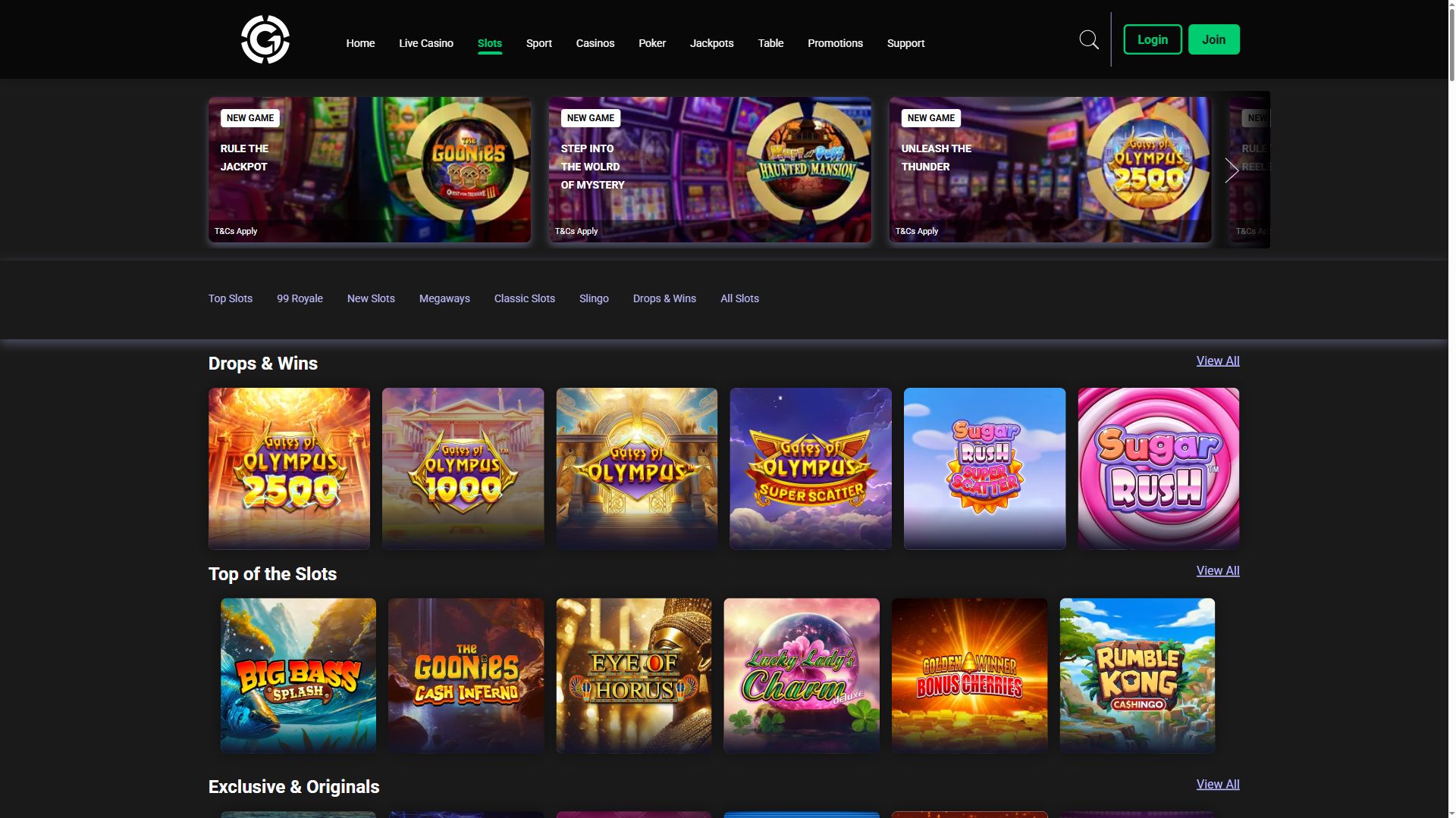 Grosvenor Casino — Lobby (Desktop)