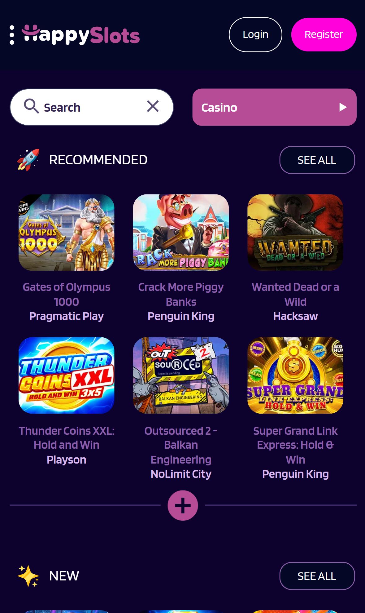 Happyslots — Lobby (Mobile)
