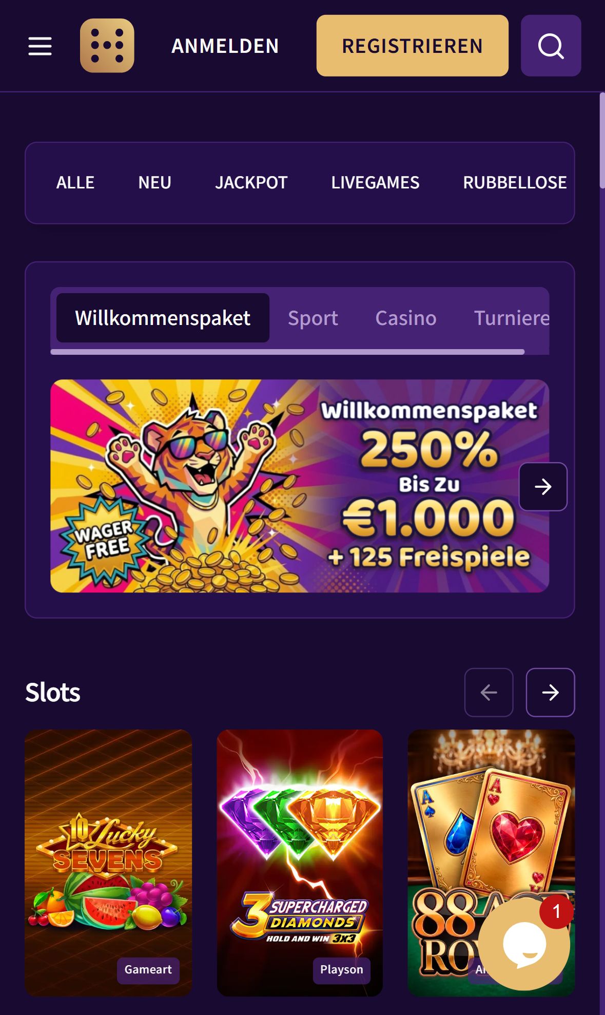 HazCasino — Lobby (Mobil)