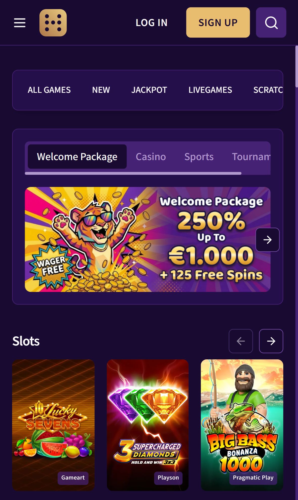 HazCasino — Lobby (Mobile)