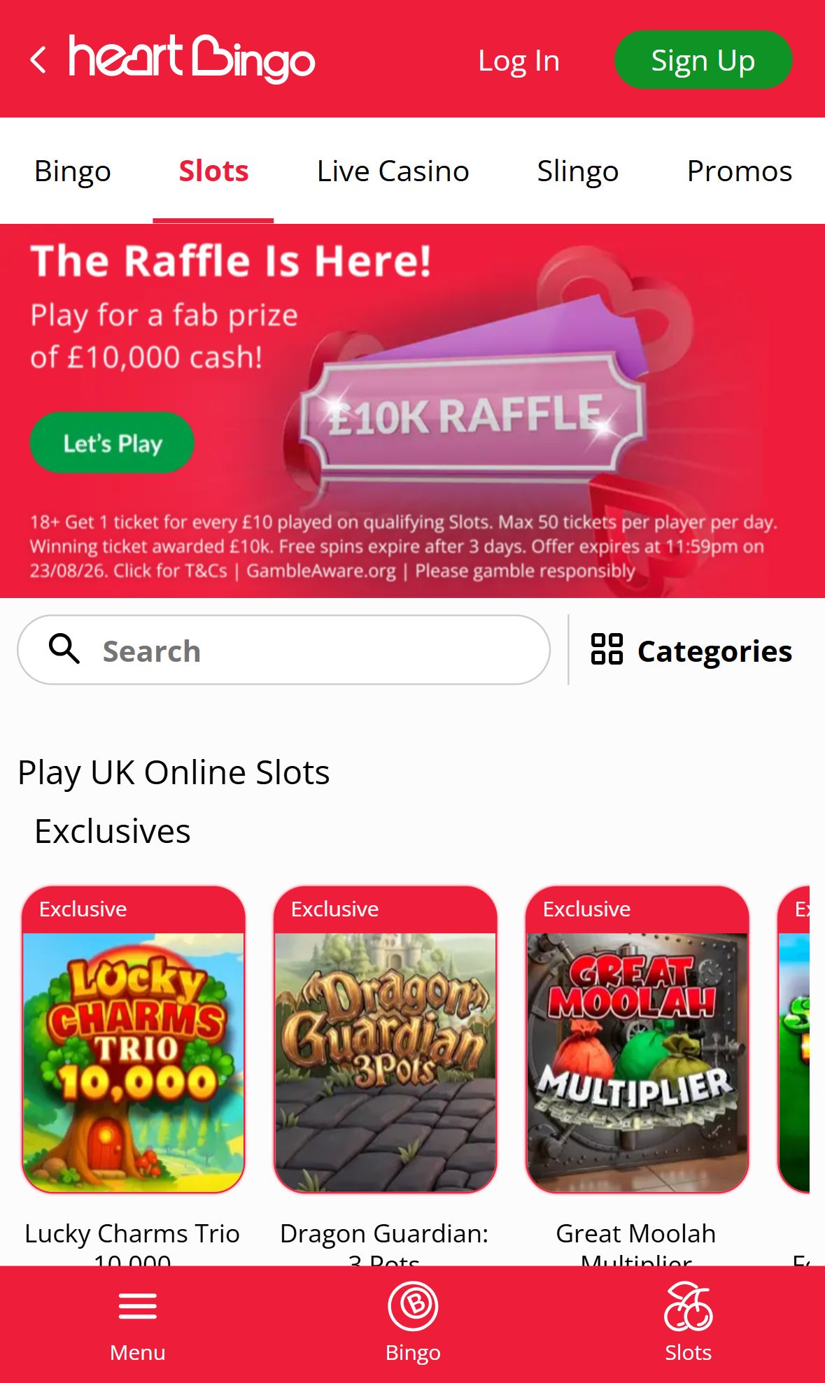 Heartbingo — Lobby (Mobile)