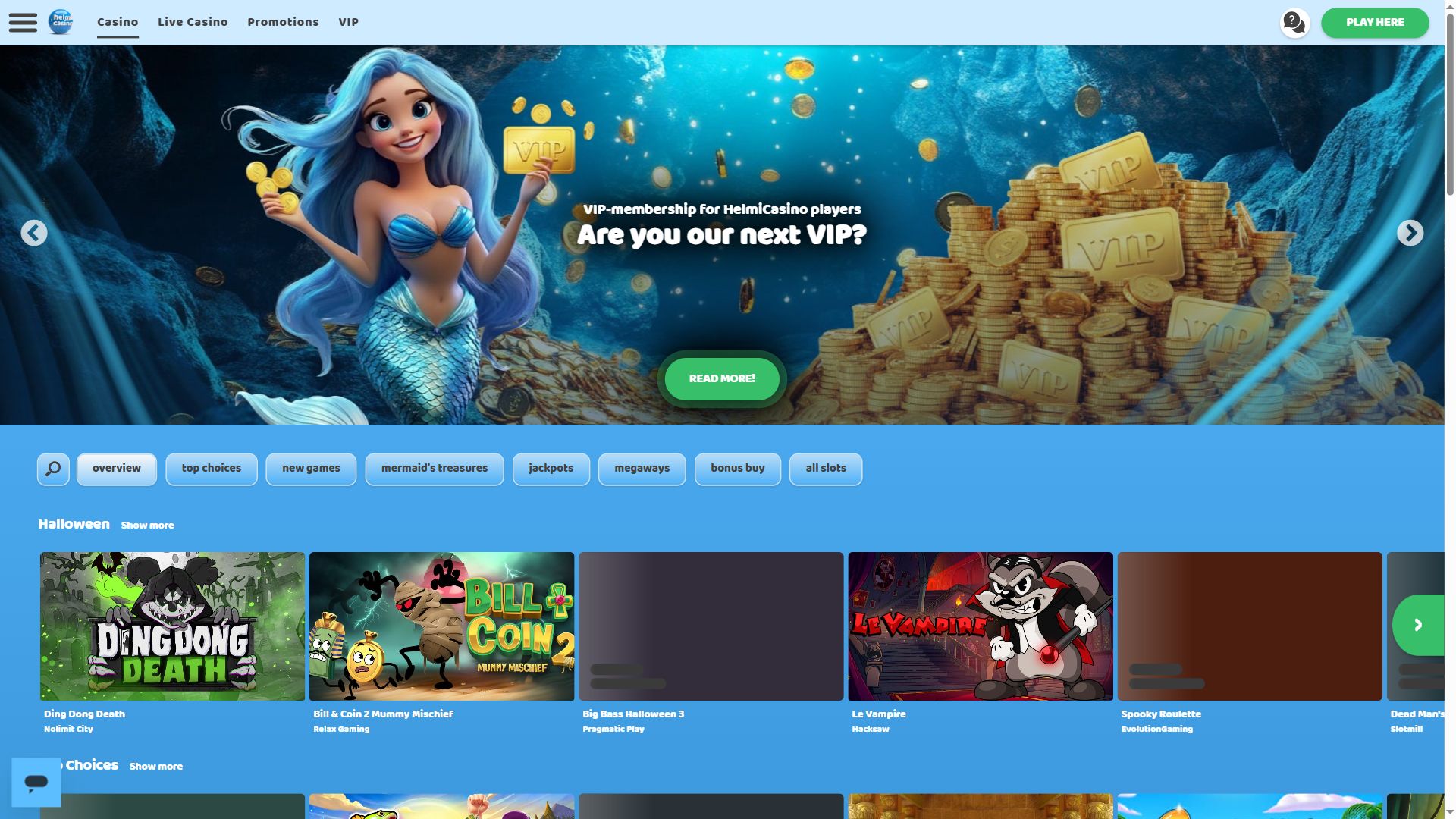 Helmi Casino — Lobby (Desktop)
