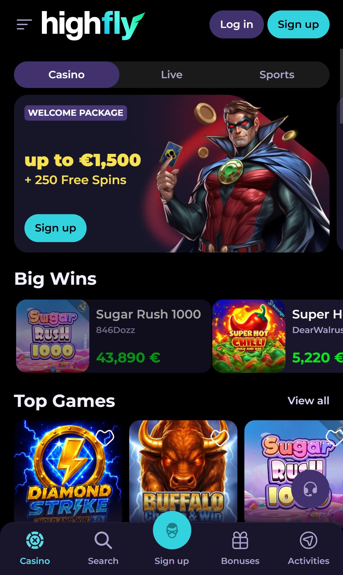 HighFly — Homepage (Mobile)