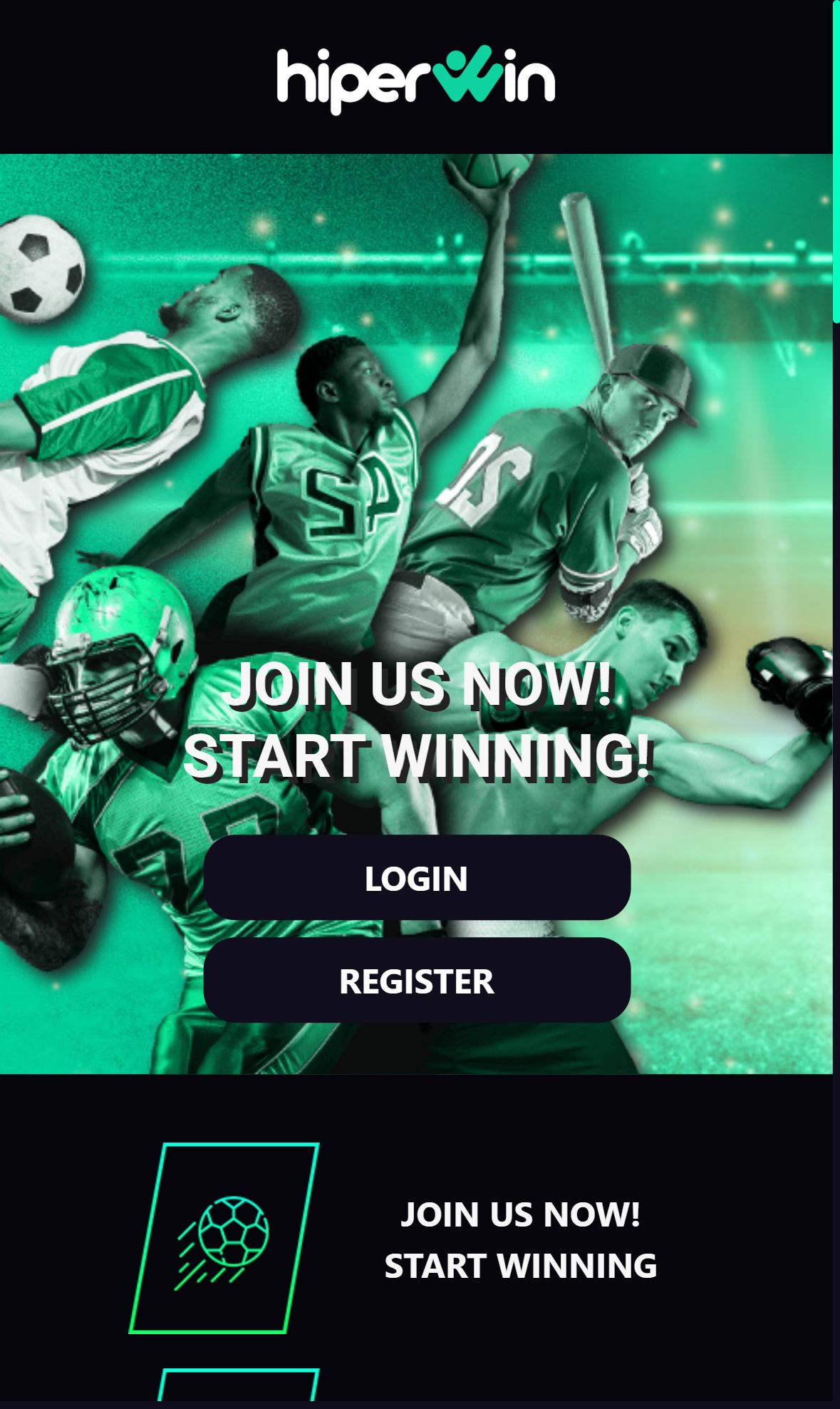 Hiperwin — Homepage (Mobile)