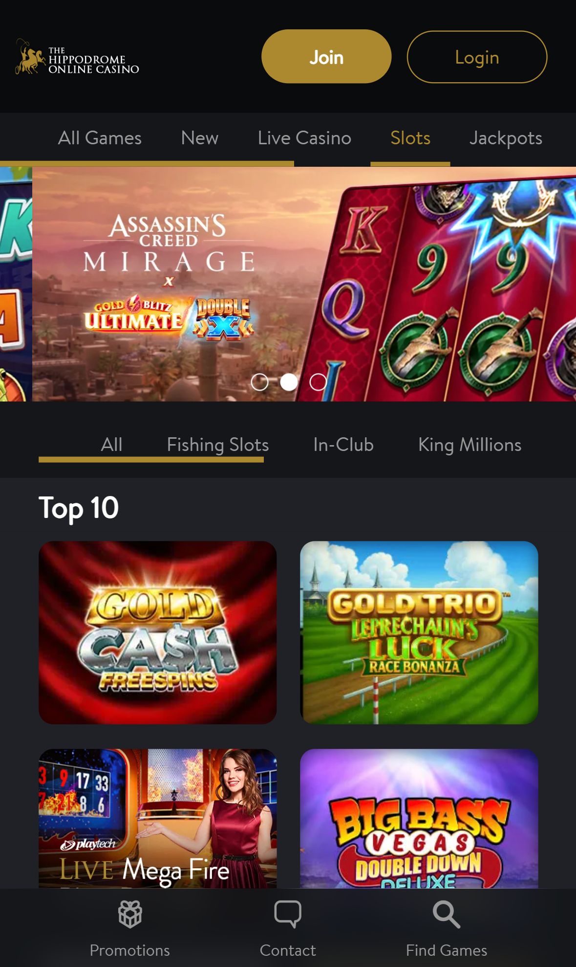 Hippodrome Online — Lobby (Mobil)
