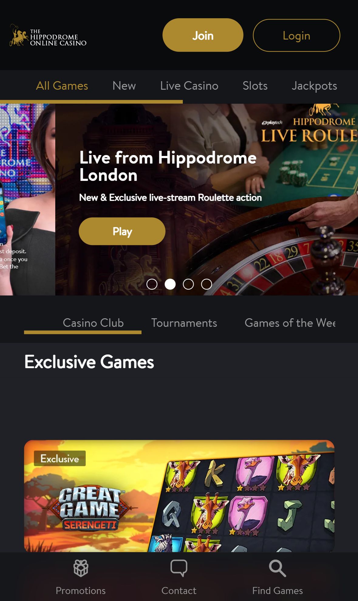Hippodrome Online — Homepage (Mobile)