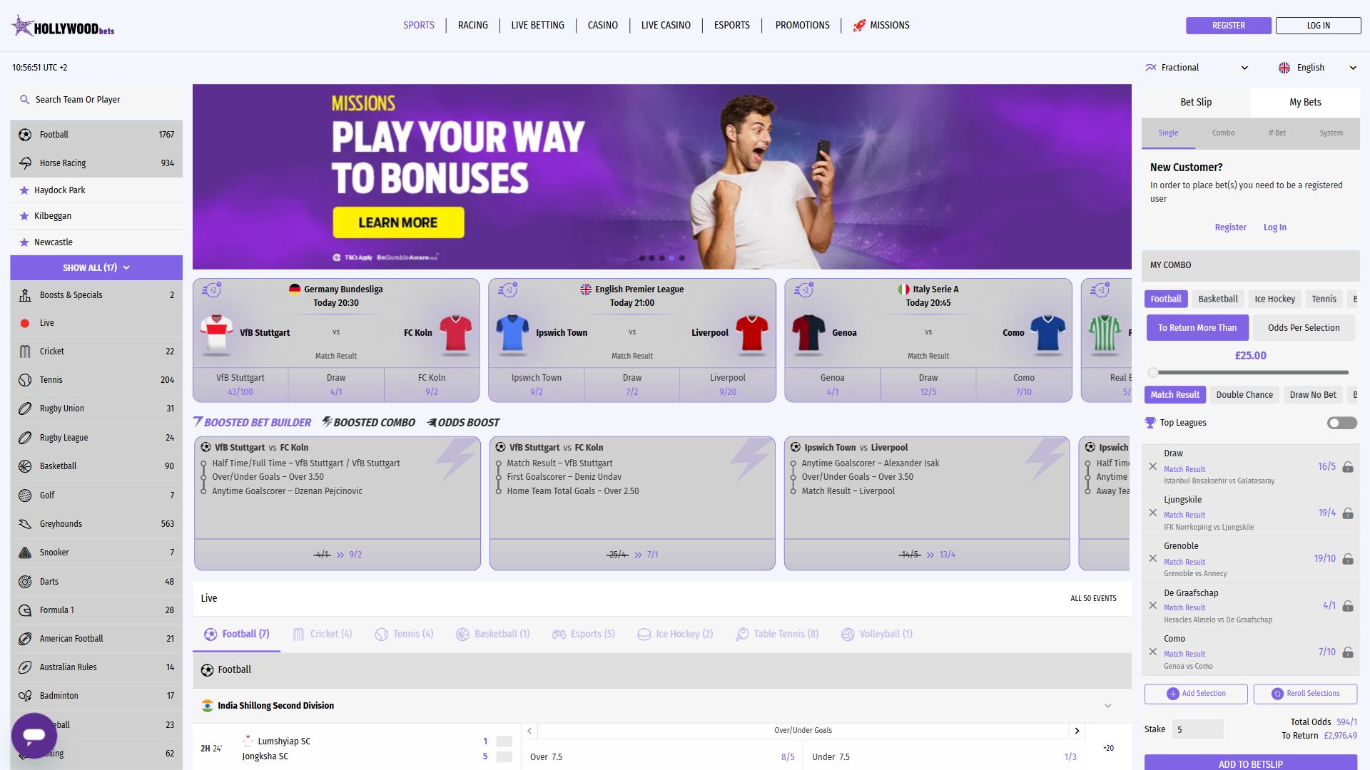 Hollywoodbets — Homepage (Desktop)
