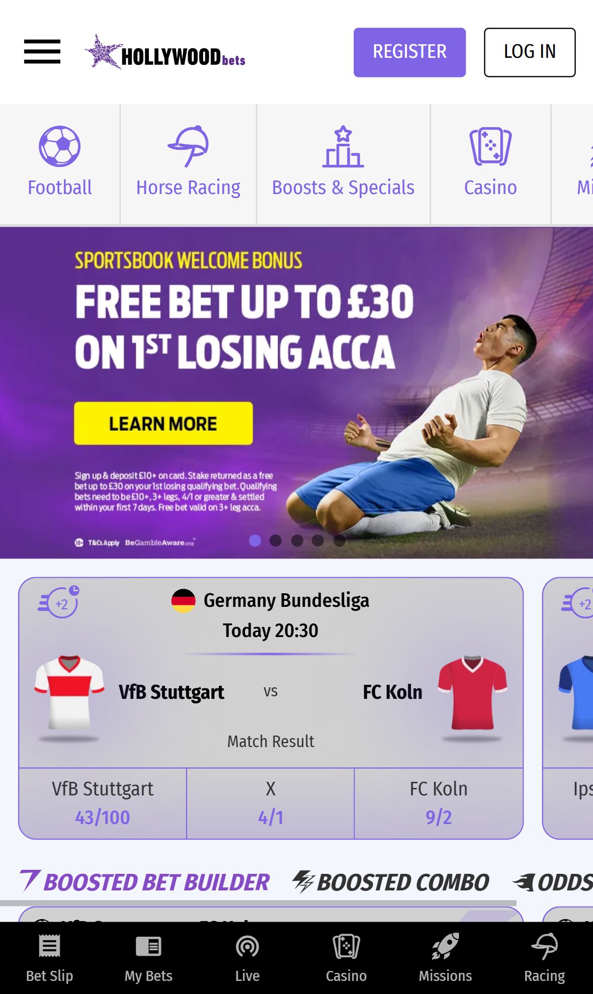 Hollywoodbets — Homepage (Mobile)