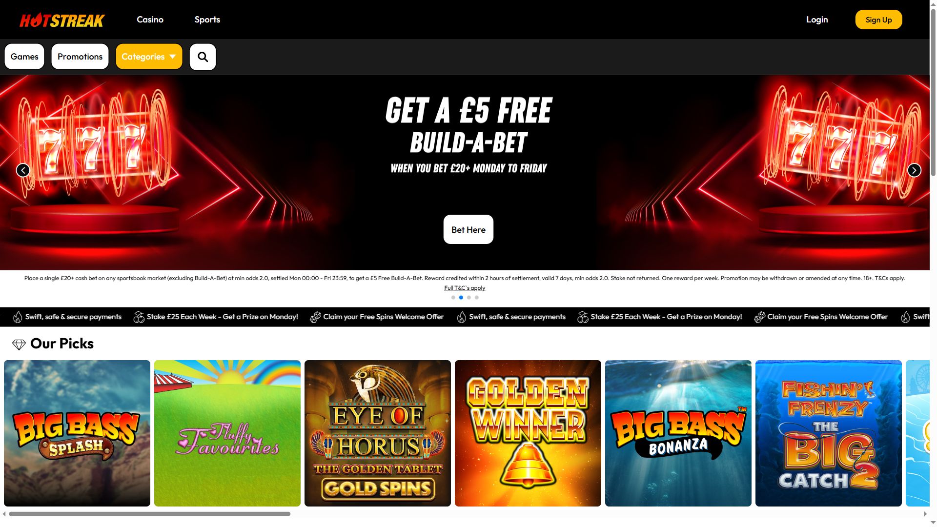 Hot Streak Casino — Lobby (Desktop)