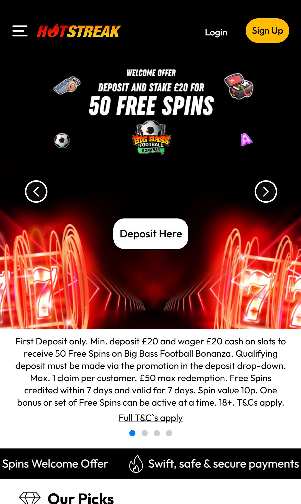 Hot Streak Casino — Lobby (Mobile)