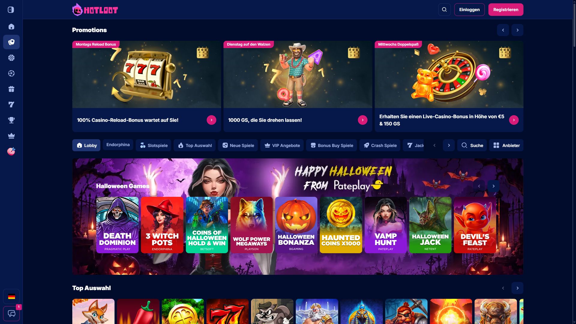 HotLoot — Lobby (Desktop)
