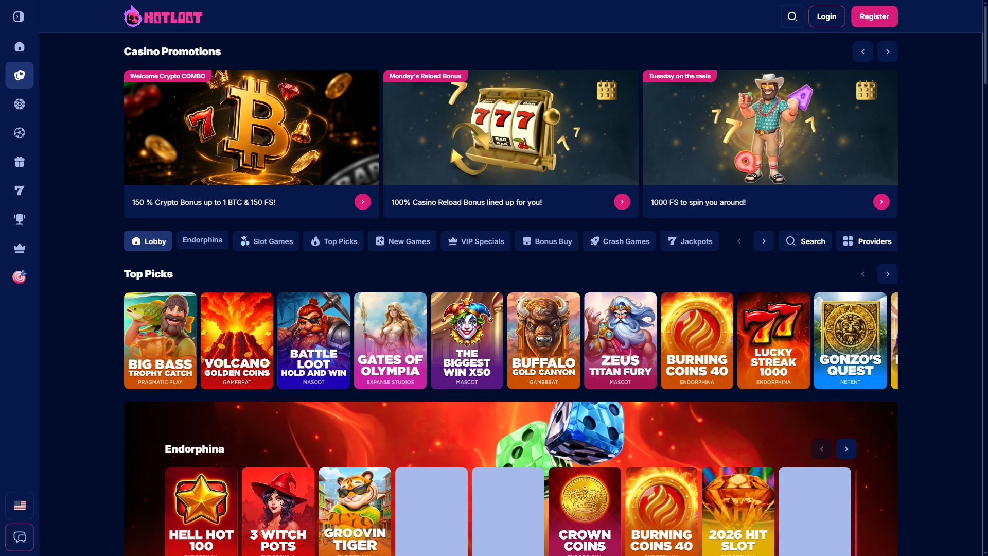 HotLoot — Lobby (Desktop)