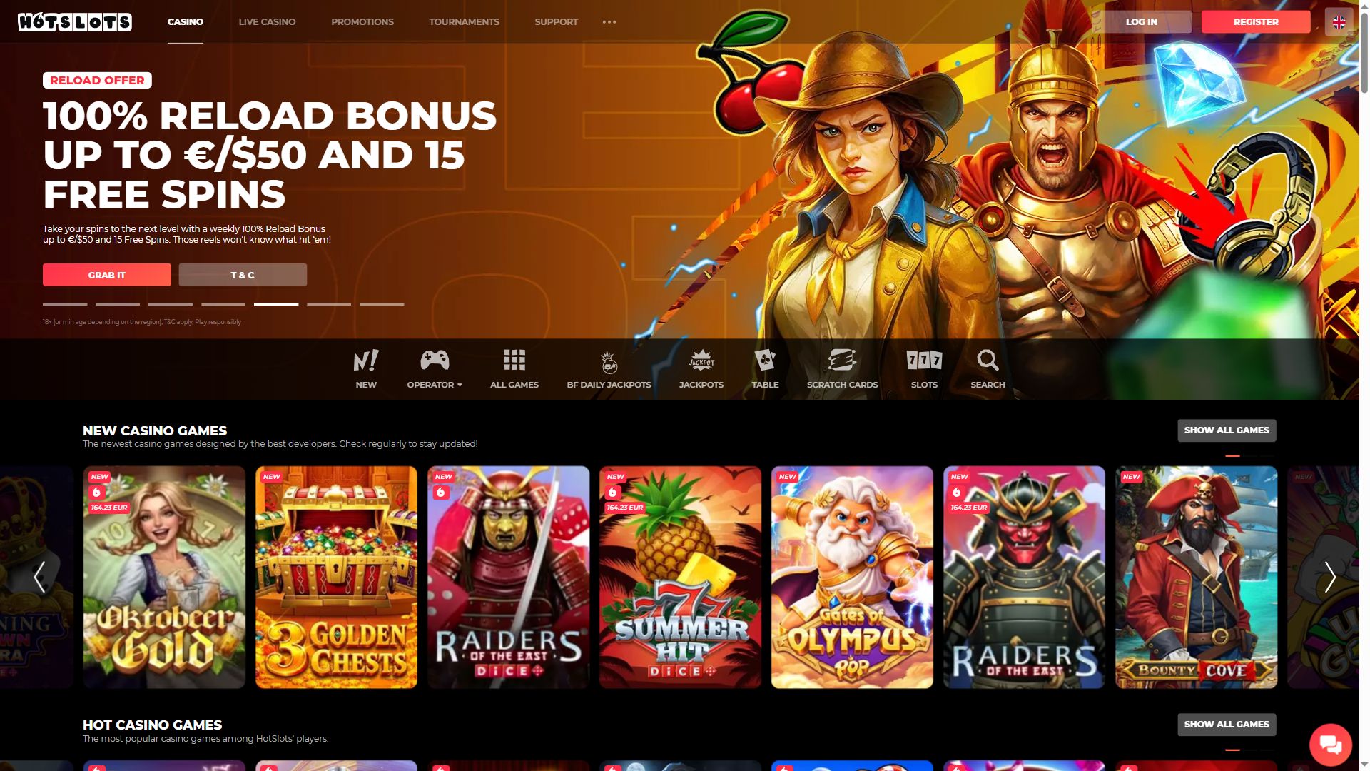 HotSlots — Homepage (Desktop)