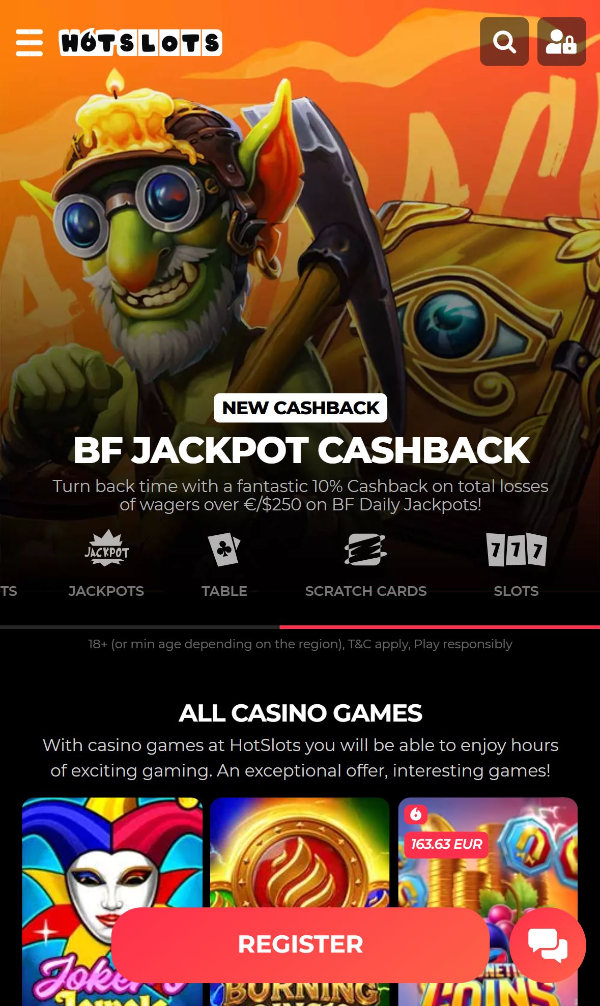 HotSlots — Lobby (Mobile)