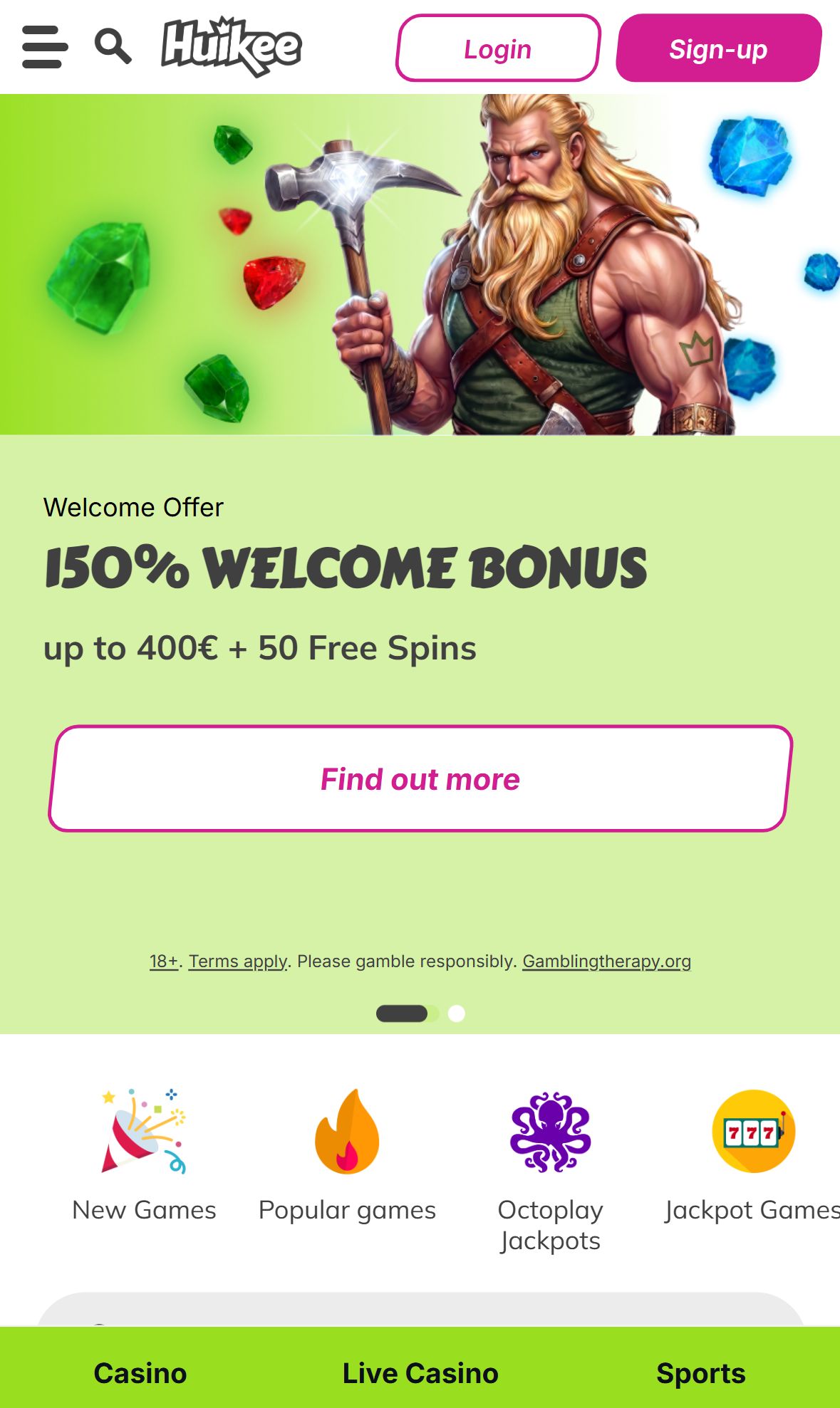 Huikee — Homepage (Mobile)