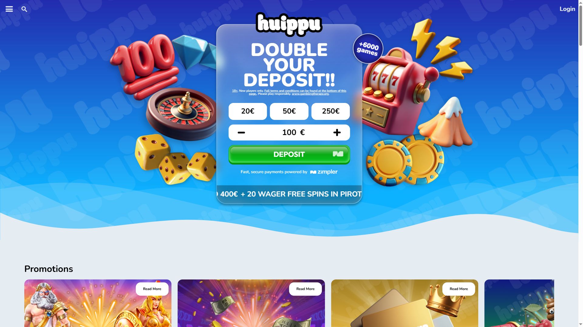 Huippukasino — Homepage (Desktop)