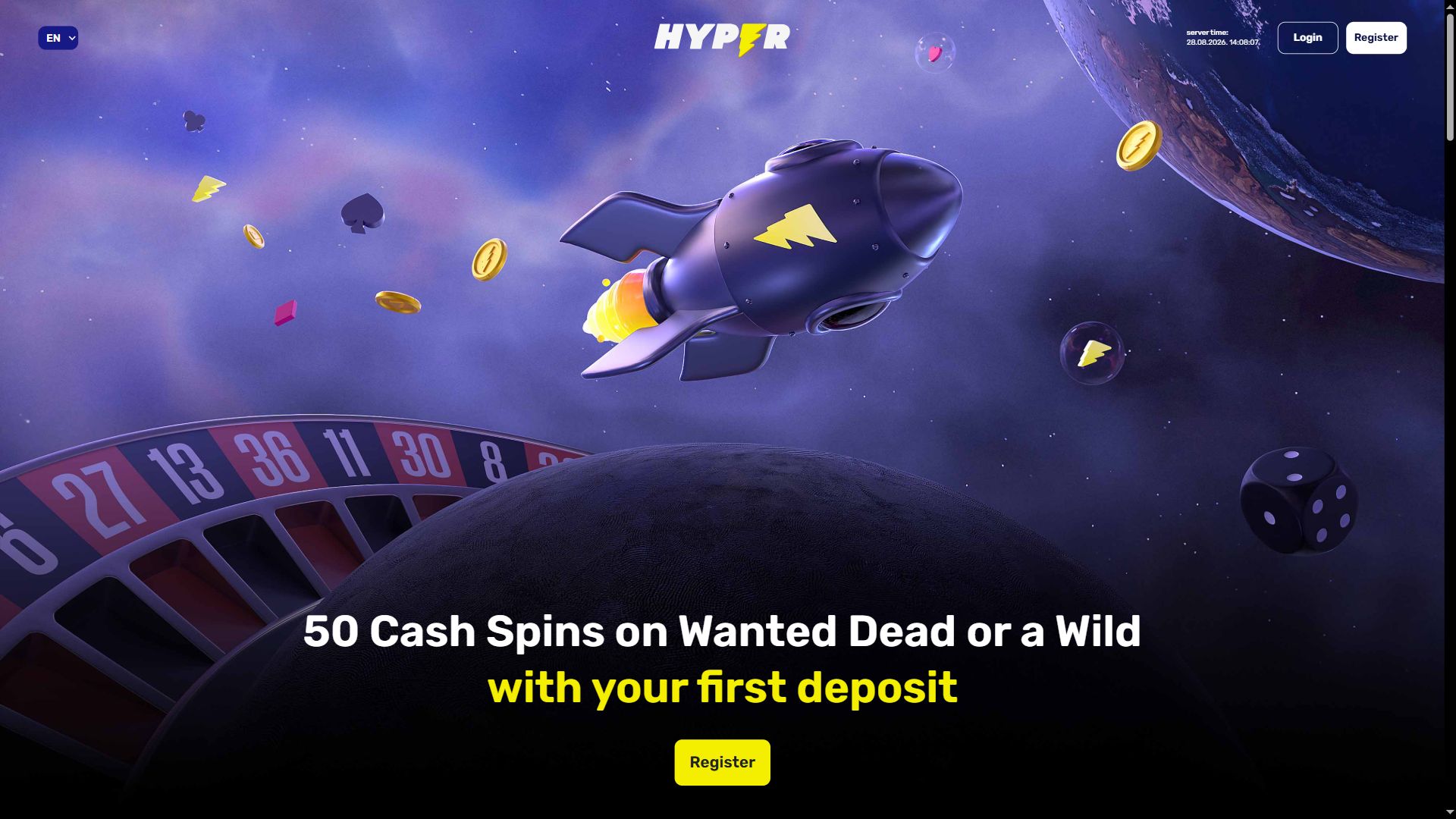 Hypercasino — Homepage (Desktop)