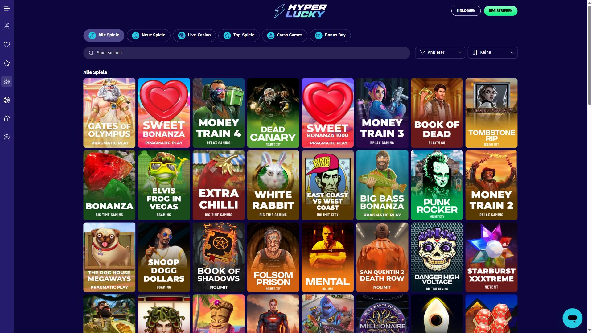 Hyper Lucky — Lobby (Desktop)