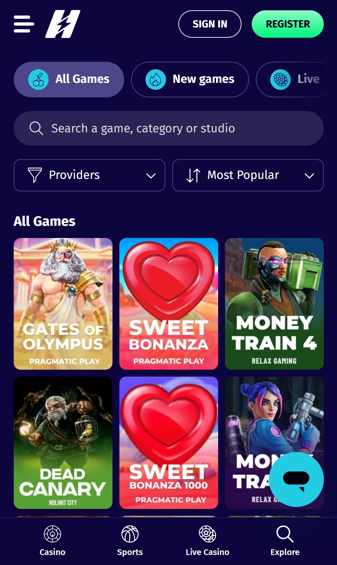 Hyper Lucky — Lobby (Mobile)