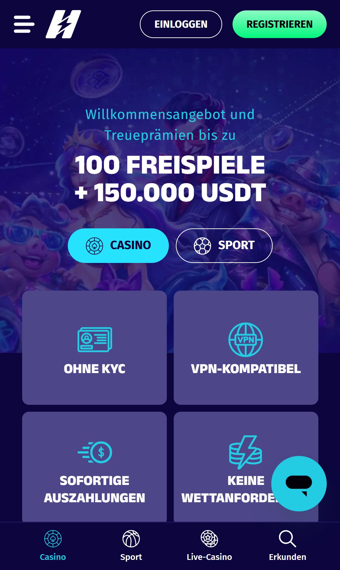 Hyper Lucky — Startseite (Mobil)